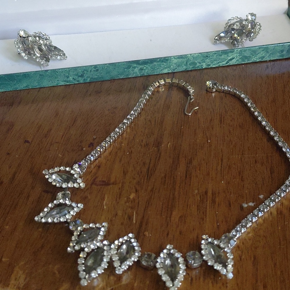 Weiss Crystal Smokey And Clear High End Designer Costume Jerwelrey Set